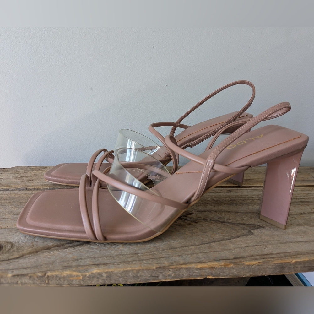 Size‎ 9 Aldo Jennifer Dusty Rose Pink Strappy Heels square toe